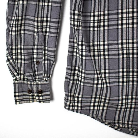 Faded Glory Men's Flannel Button-Up Size Small 34-36 Gray Black White Plaid - Picture 4 of 10